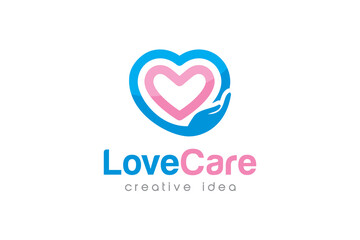 Creative Love Care Concept Logo Design Template