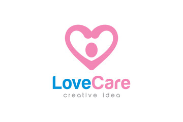 Creative Love Care Concept Logo Design Template