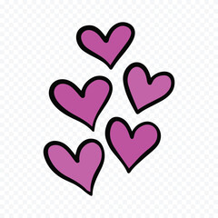 Hand drawn heart on white background. Valentines Day vector elements heart shapes love