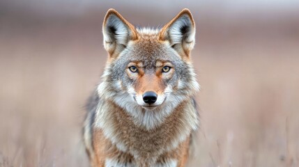 Obraz premium Coyote portrait, winter field, wildlife, nature
