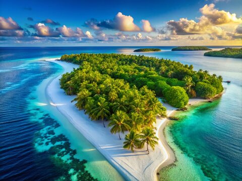 Stunning Thoddoo Island Panorama: High-Resolution Stock Photo of Tropical Paradise