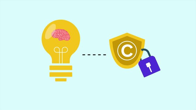 Animated video Protection of intellectual property concept. Full length animation illustration. High quality 4k footage	