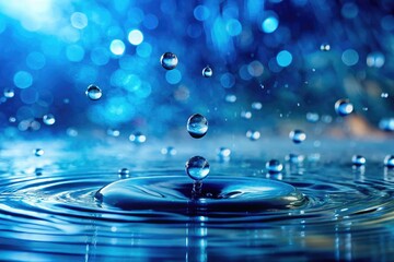 Immersive blue rain background; heavy raindrops create a dramatic, watery wallpaper, perfect for a rainy day mood.