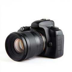 Fototapeta premium Modern DSLR Camera with Lens on White Background