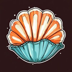 an AI Image Generator, Vibrant Orange Seashell Illustrative Art