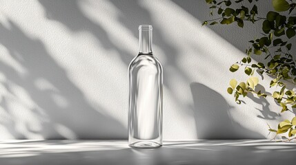 Bottle of water placed on a wooden table in a bright indoor environment with natural light
