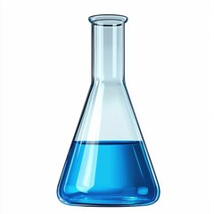 Laboratory flask filled with blue liquid, used in scientific experiments.