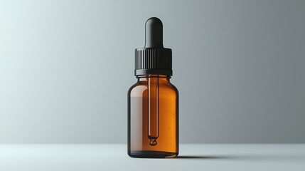 Clear glass bottle filled with liquid on a white background for product display or advertising purposes