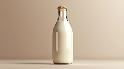 Bottle of milk placed on a brown textured background for food and beverage photography