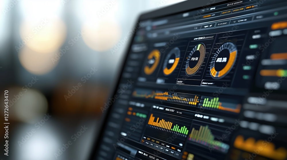 Aufkleber financial data analytics dashboard with graphs and metrics for marketing and investment decisions in