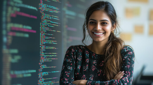 Indian Woman Tech Instructor Teaching Students in an Interactive Coding Class