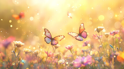 ethereal meadow golden butterflies