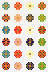 Top View Flat Vector Flower Collection