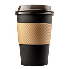 blank black coffee cup template isolated on transparent white background, clipping path