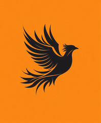 Obraz premium logo of a Flying Bird: Modern Artistic Illustration in Vibrant Orange and Black