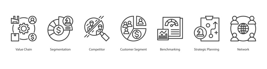 Industry Influence Icon segmentation, benchmarking, customer segment, strategic planning, value chain, network, competitor