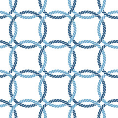 Seamless pattern nautical knots on dark background. Marine rope knot vector illustration for print.