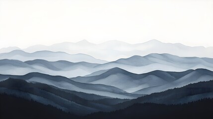 Obraz premium Serene Watercolor Gradient of Navy and Pale Violet Mountain Landscape