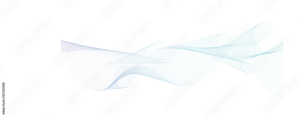 Aufkleber undulate blue wave swirl, frequency sound wave, twisted curve lines with blend effect. technology, d