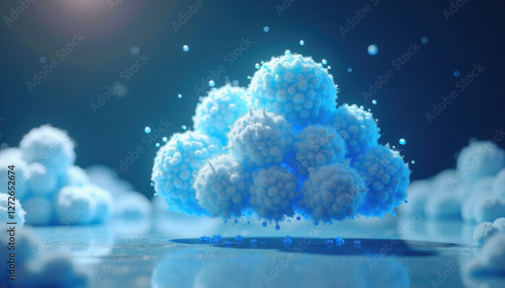 Poster abstract cloud formation with digital data elements