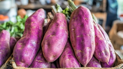 A Close-Up of Regal Purple Sweet Potatoes with Earthy Hues