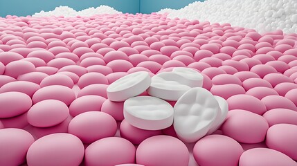 Fototapeta premium Cheerful Pastel Dots with Textured Balls in Photorealistic Scene