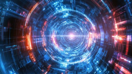 Obraz premium Abstract Digital Tunnel: A Futuristic Vision of Cyberspace