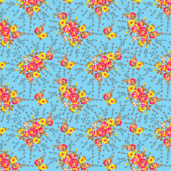 Print100% Cotton Poplin Fabric Rose & Hubble Belgrave Street Bunched Roses Floral