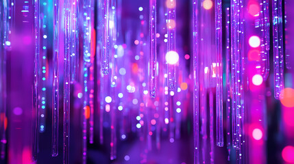 A colorful display of lights with a purple hue. Glowing Abstract Patterns. Illustration
