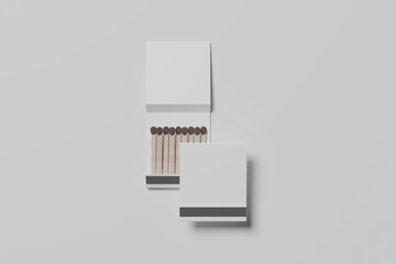 Realistic Book Matches Mockup on grey background,  3D rendering