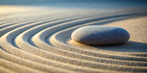 Surreal Stone on Raked Zen Garden Sand: Abstract Minimalist Nature Photography