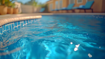 Obraz premium Swimming Pool Water Surface Detail Close Up