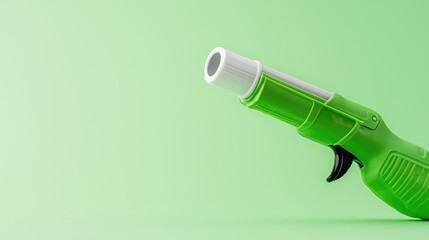 Green eco-friendly gun, clean energy concept, light green background, sustainable future