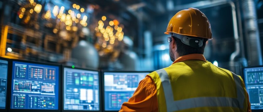 Power Plant Operator Overseeing Digital Energy Management Systems