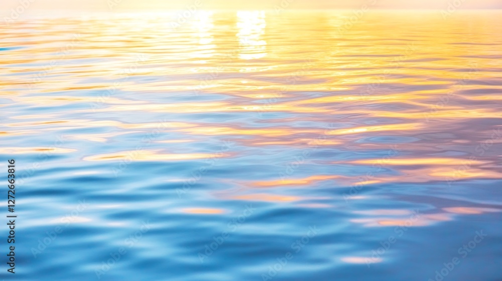 Poster calm water surface with gentle ripples and reflected sunlight : generative ai
