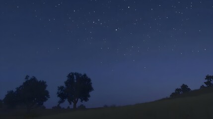 Tranquil Night Sky with Stars and Dark Blue Shades of Calm