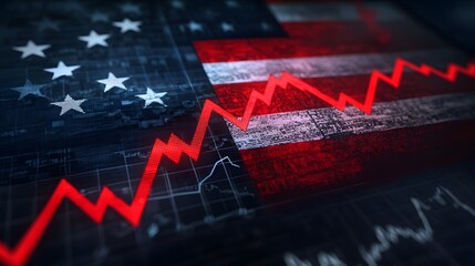 Fototapeta premium Dramatic Financial Crisis in US Due to Inflation Impacting Stock Market Trends and Economic Stability