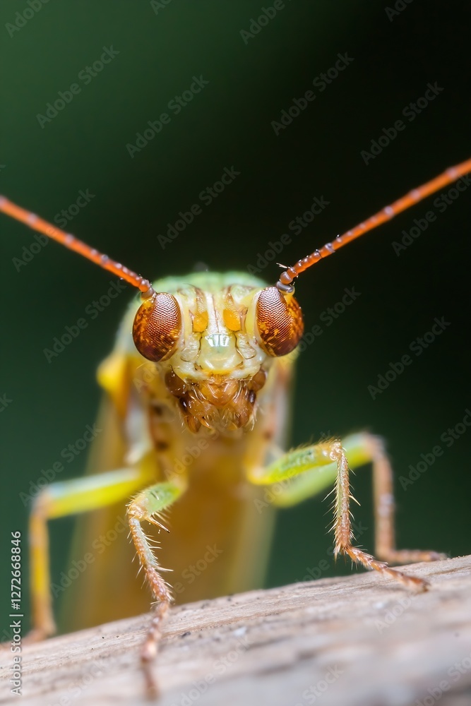 Aufkleber incredible extreme close-up of a grasshopper with detailed features : generative ai