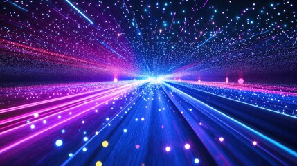 Obraz premium Neon Lightspeed Highway: A Digital Galaxy