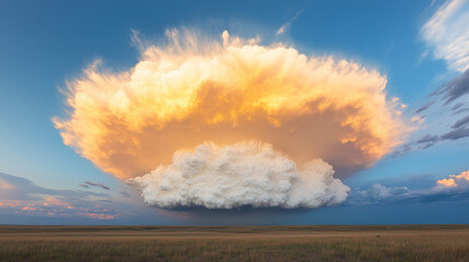  Majestic Cloudscape: An awe-inspiring view of a colossal cumulonimbus cloud formation against a vibrant sky, embodying the raw power and beauty of nature. 