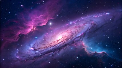 Obraz premium Colorful Neon Nebula with Luminous Gas Clouds Creating a Futuristic and Mystical Cosmic Scene