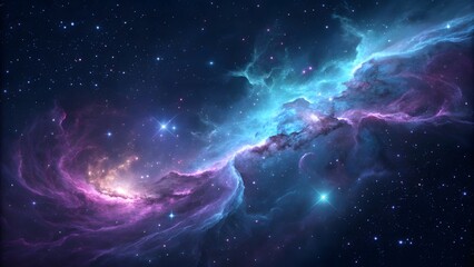 Fototapeta premium Colorful Neon Nebula with Luminous Gas Clouds Creating a Futuristic and Mystical Cosmic Scene