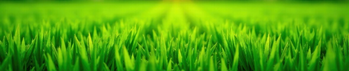 Fototapeta premium Short-cropped hybrid grass, showing neat rows, horizontal lines, mowing, nature