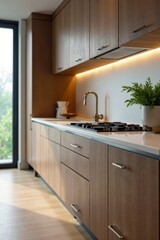 Sleek steel kitchen cabinet handles Modern minimalist design , kitchen renovation, kitchen door handles