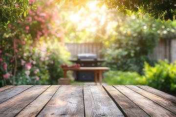 Ripe tomatoes on a grill pan on a wooden table in the garden