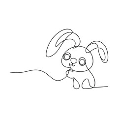 Adorable OneLine Drawing of a Cute Sitting Bunny Rabbit
