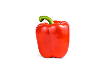 Red sweet bell pepper on a white background.