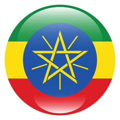 Flag of Ethiopia. Flag icon. Standard color. The round flag. 3d illustration. Computer illustration. Digital illustration. Vector illustration.