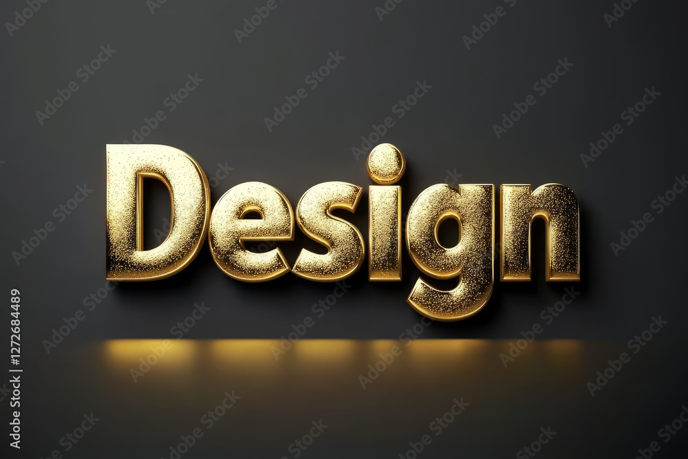 Poster shiny gold text effect with word design on dark background
