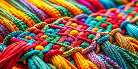 Vibrant Colorful Knot, Macrame Detail, Boho Decor, Artisan Craft, Handmade Textile